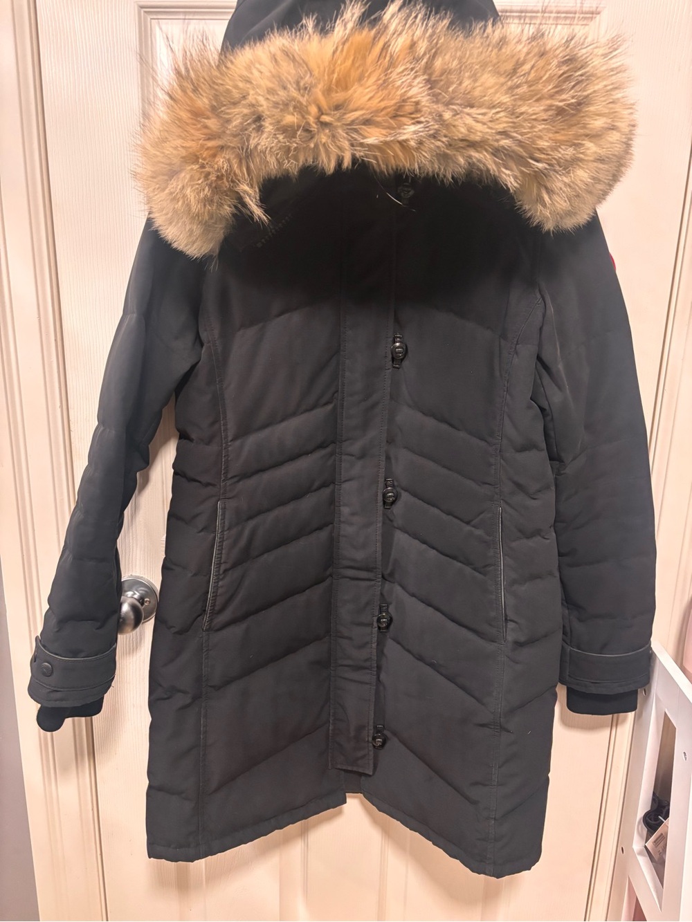 Canada Goose Black Parka with Tan Faux-Fur Hood Trim